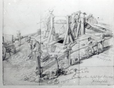 Digging a Well in Lower Bedford Place, London, 1845 by George Snr Scharf